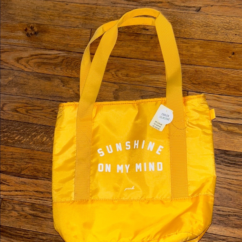 Victoria's Secret Yellow Tote Bag with Cheerful Message